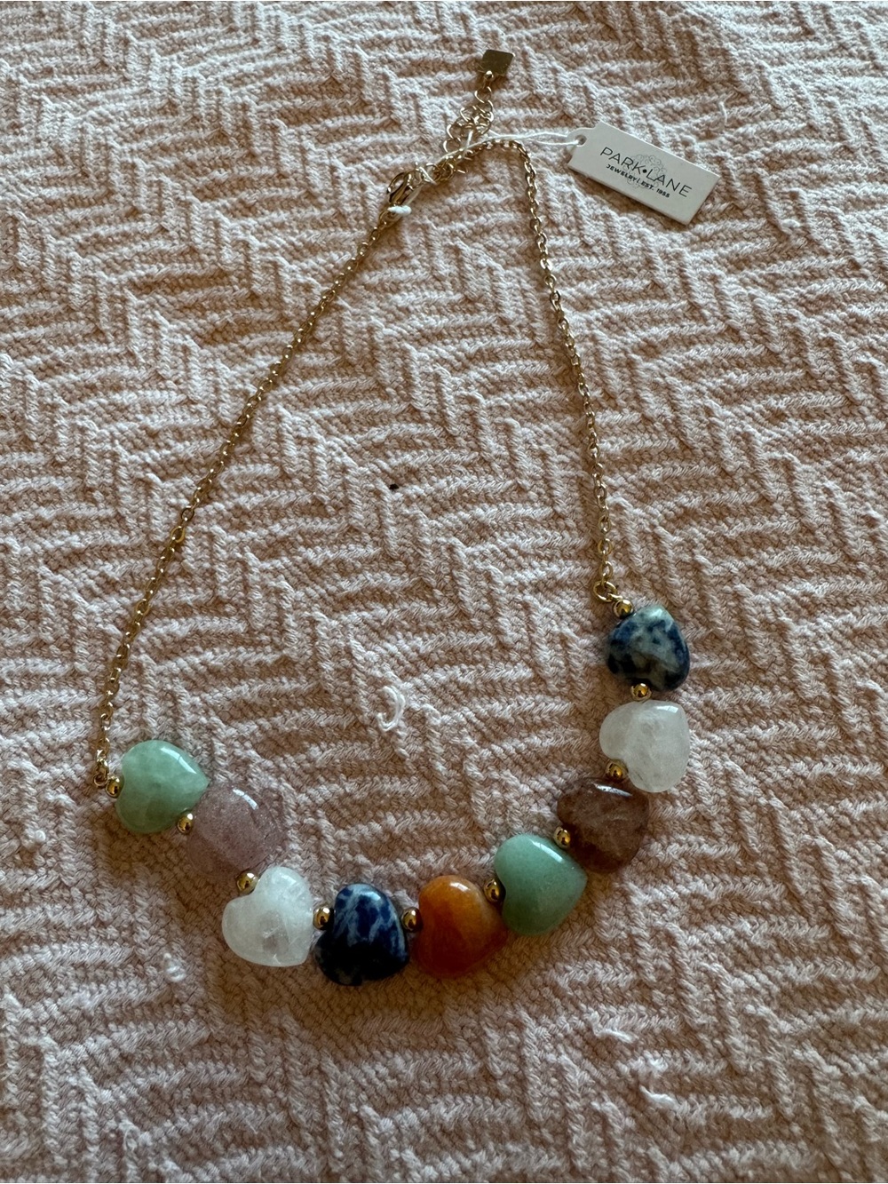 Park Lane Gold-Tone Necklace with Multicolor Heart Stones